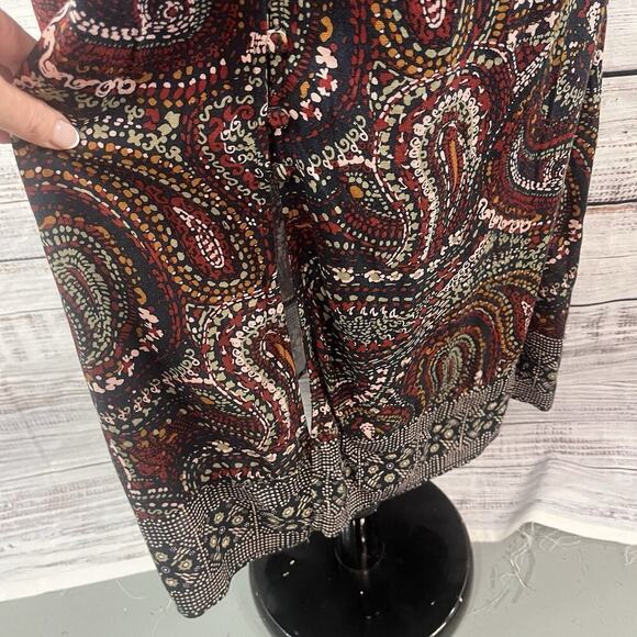 Knox Rose Dress sz Medium Navy Blue Gold Red Paisley Boho Modest Peasant Prairie - Picture 8 of 16